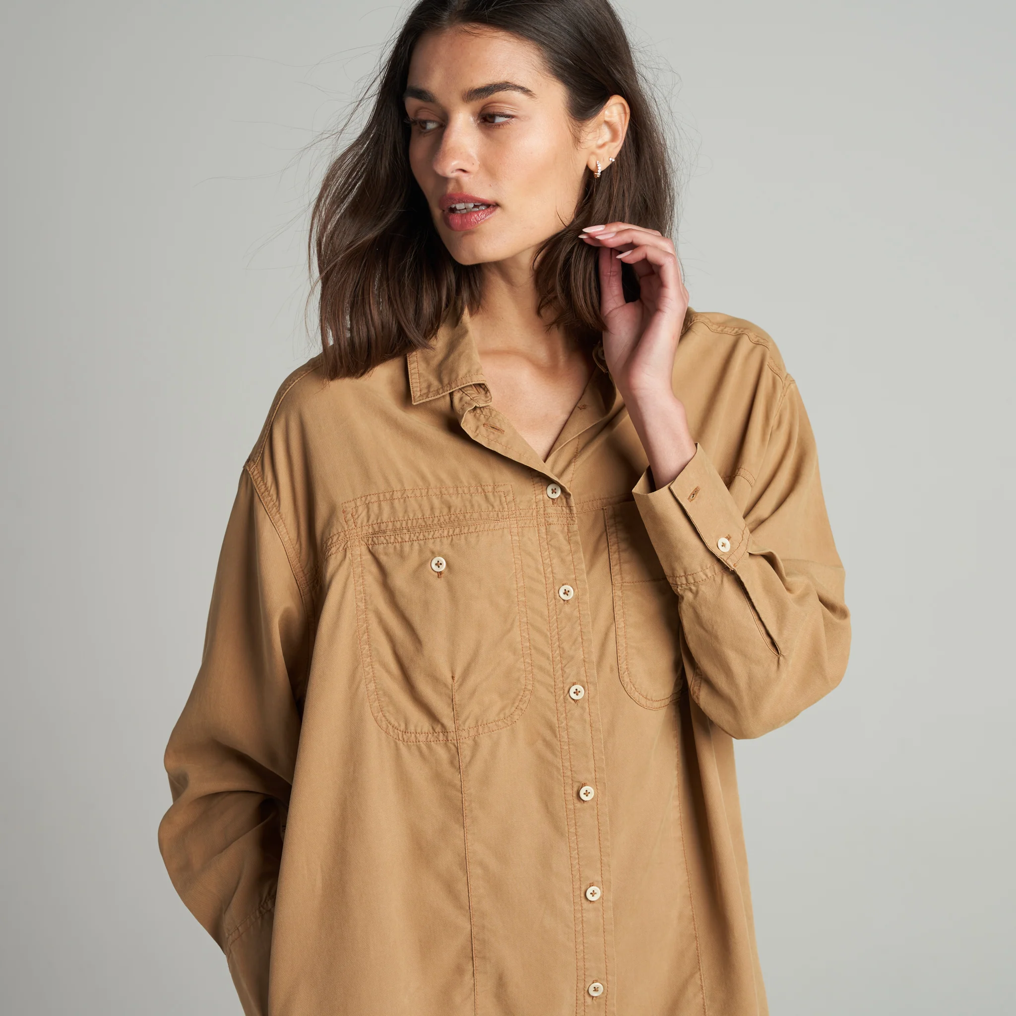Merritt Drape Twill Shirt Dress - Image 3