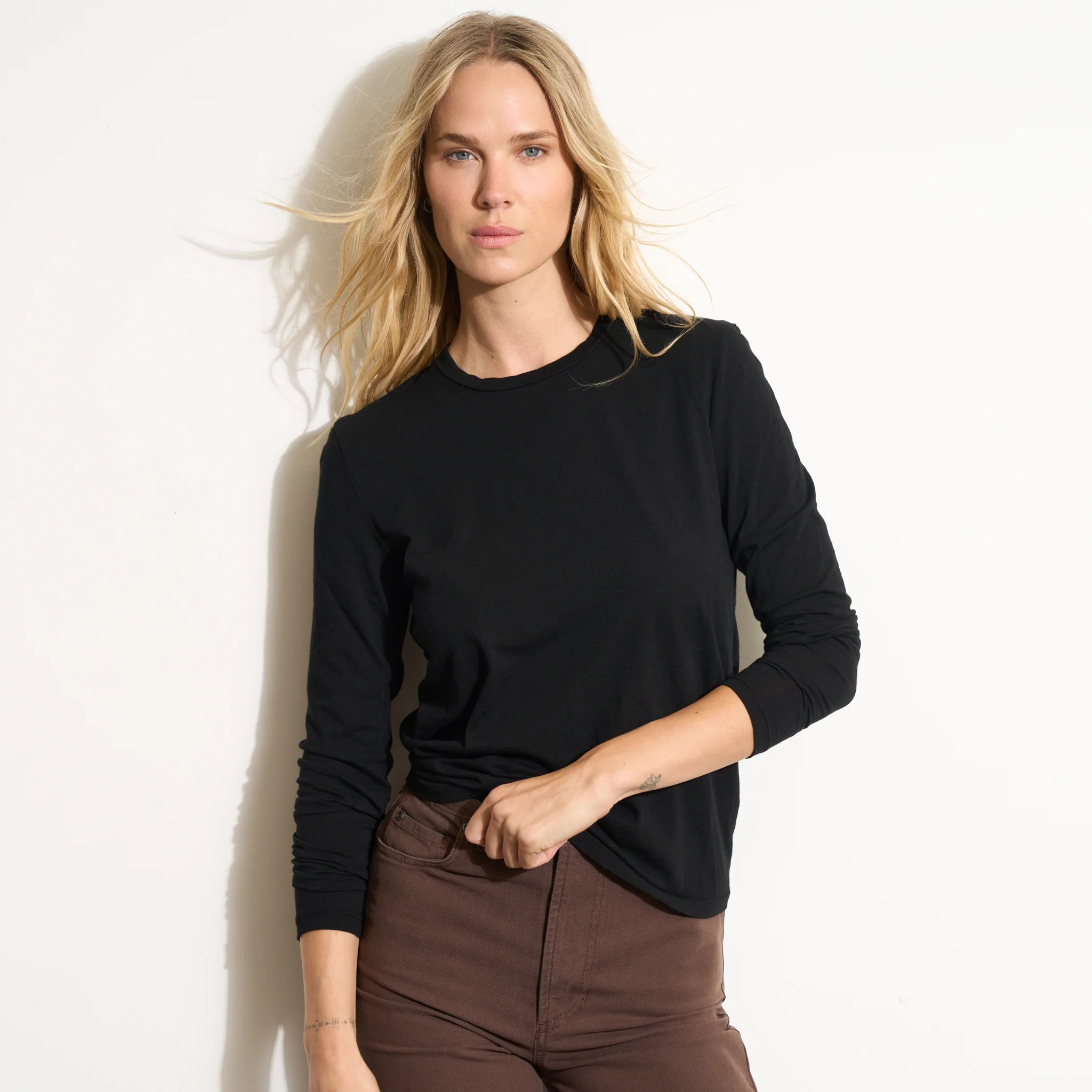 Tyler Long Sleeve Slub Crew Neck Tee - Image 7