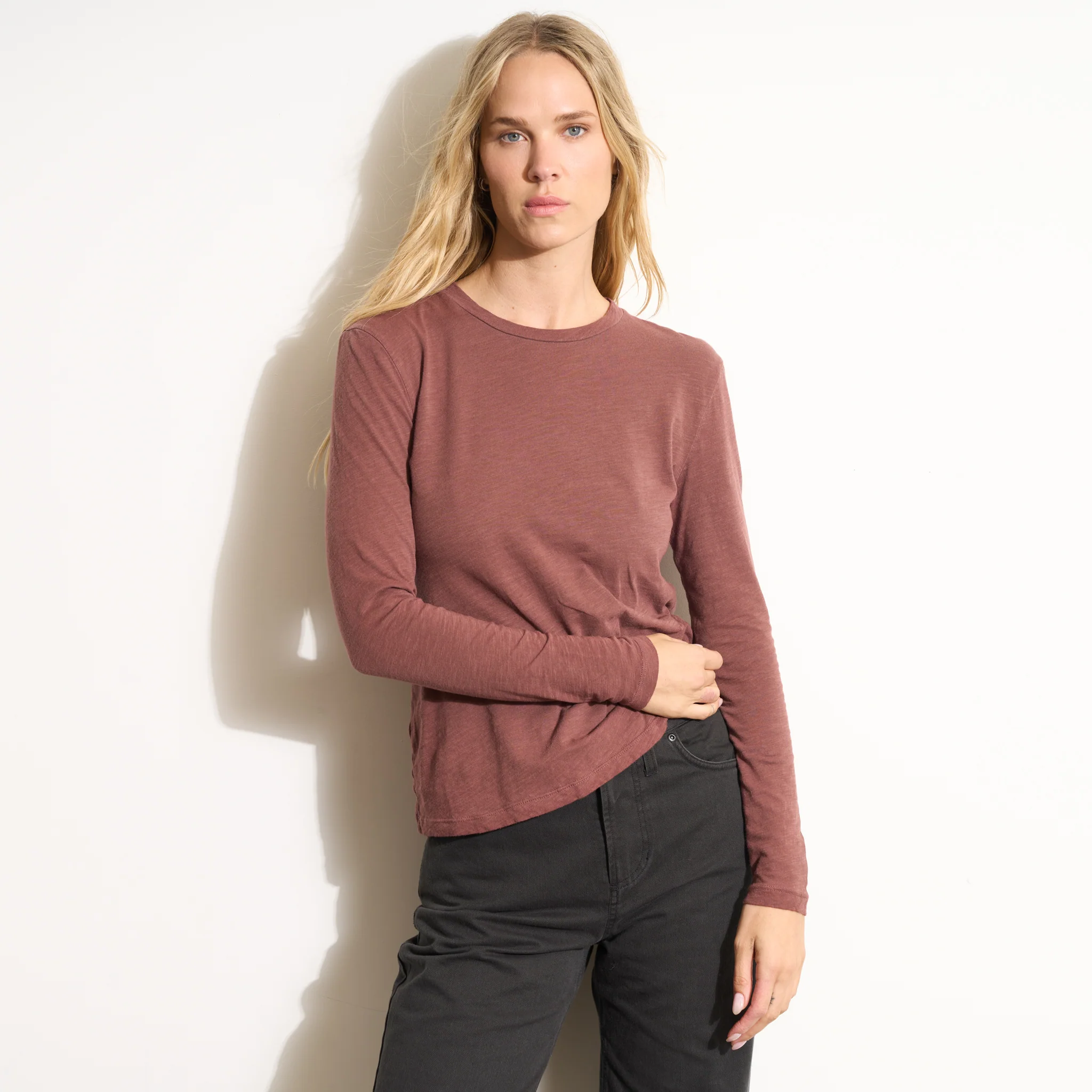 Tyler Long Sleeve Slub Crew Neck Tee - Image 9